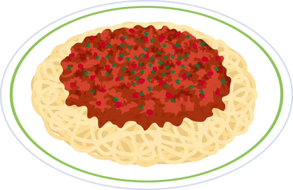 ミートソースのパスタのイラスト