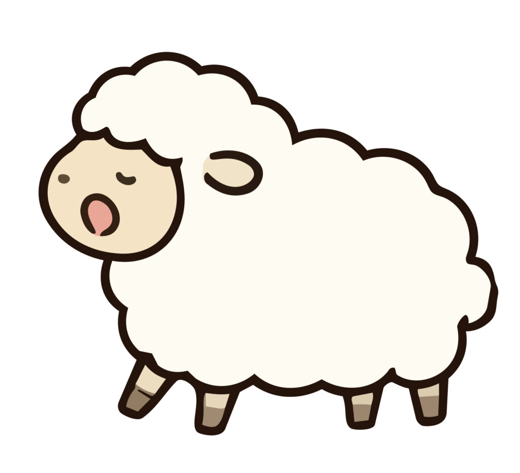 「めぇ～」と元気よく口を開けて