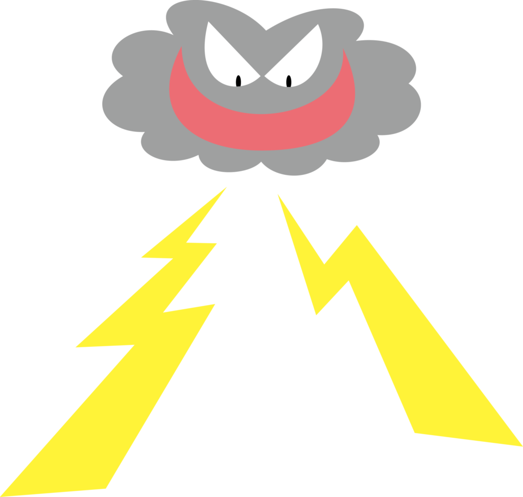 天気のアイコン、雷のイラストで