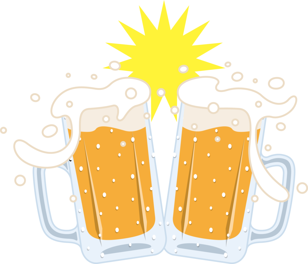 生ビールで乾杯！のイラストです