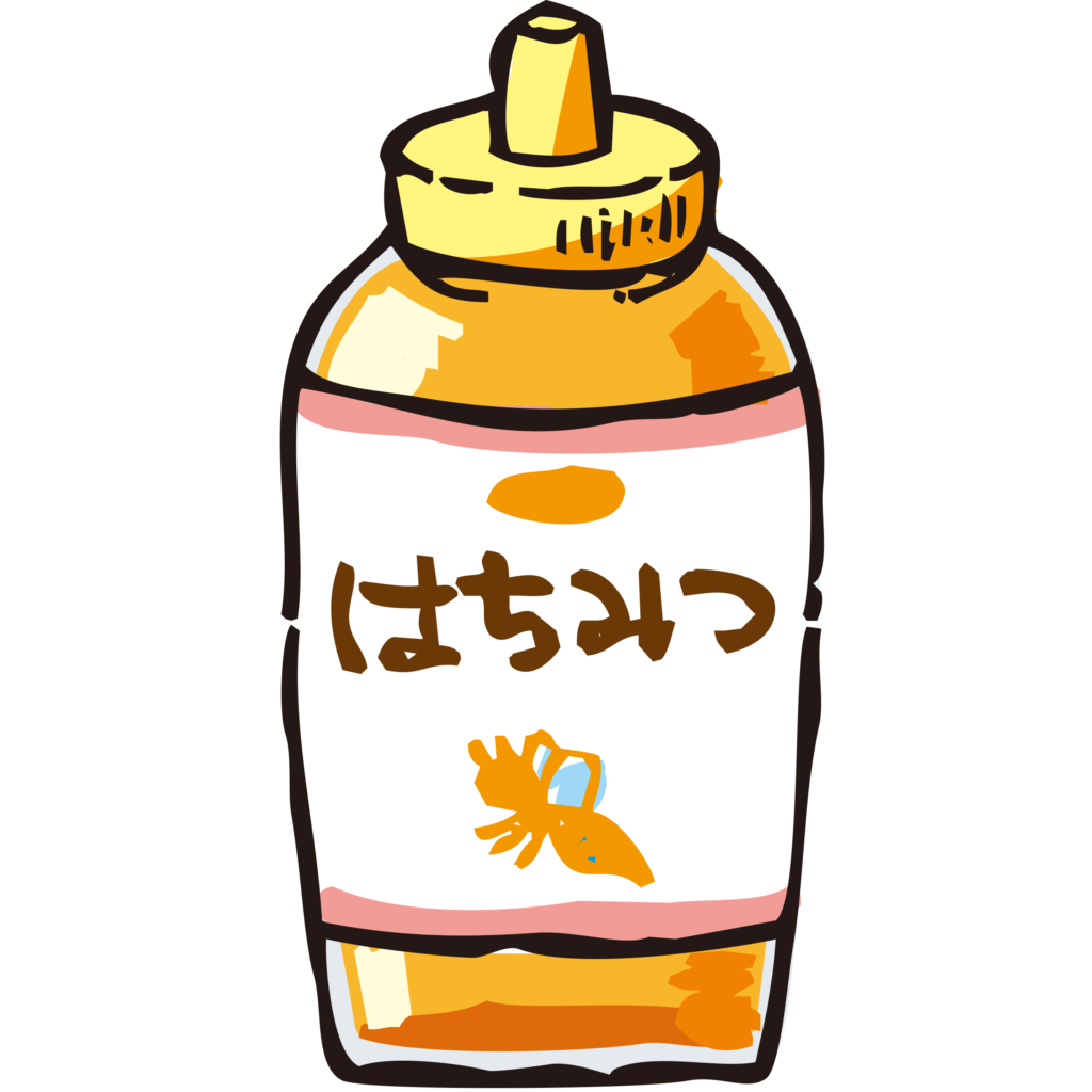 ボトルに入った蜂蜜の手書きイラ