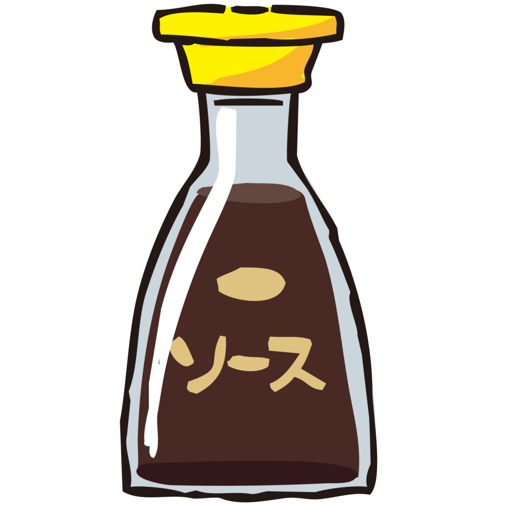 ソースの小瓶の手書きイラストで