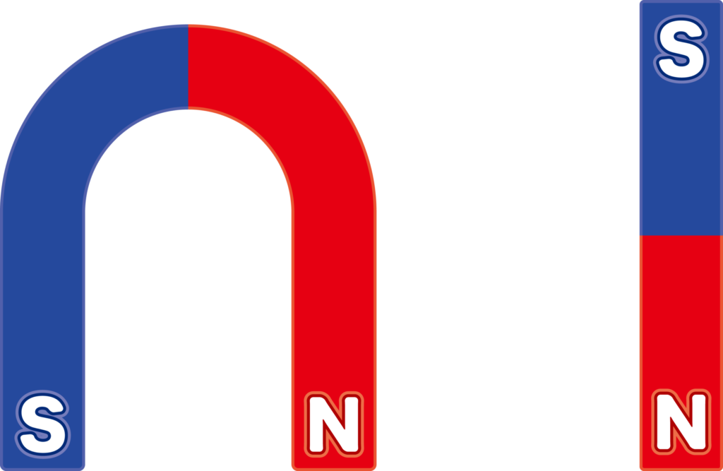 棒磁石とU字型磁石のイラストで