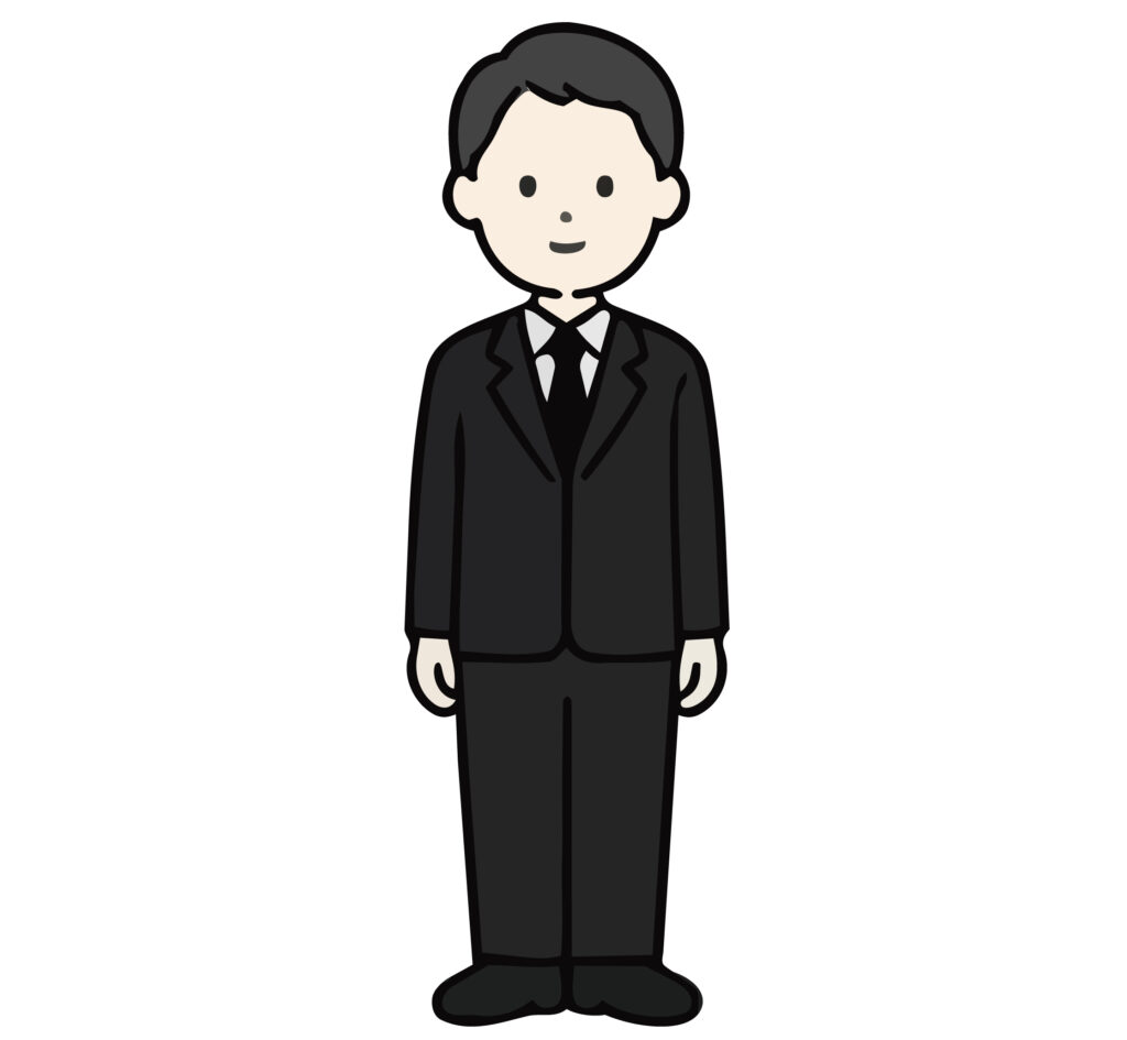 略礼服を着用した、丁寧なタッチ