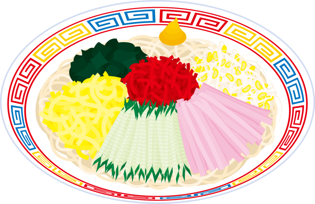 冷やし中華のイラストです。 酸
