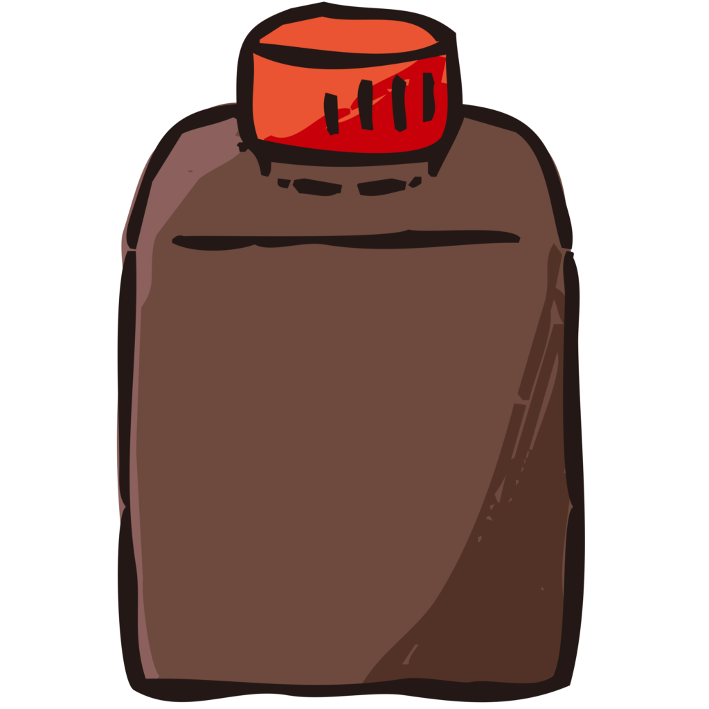 タレのつまったタレ瓶の手書きイ