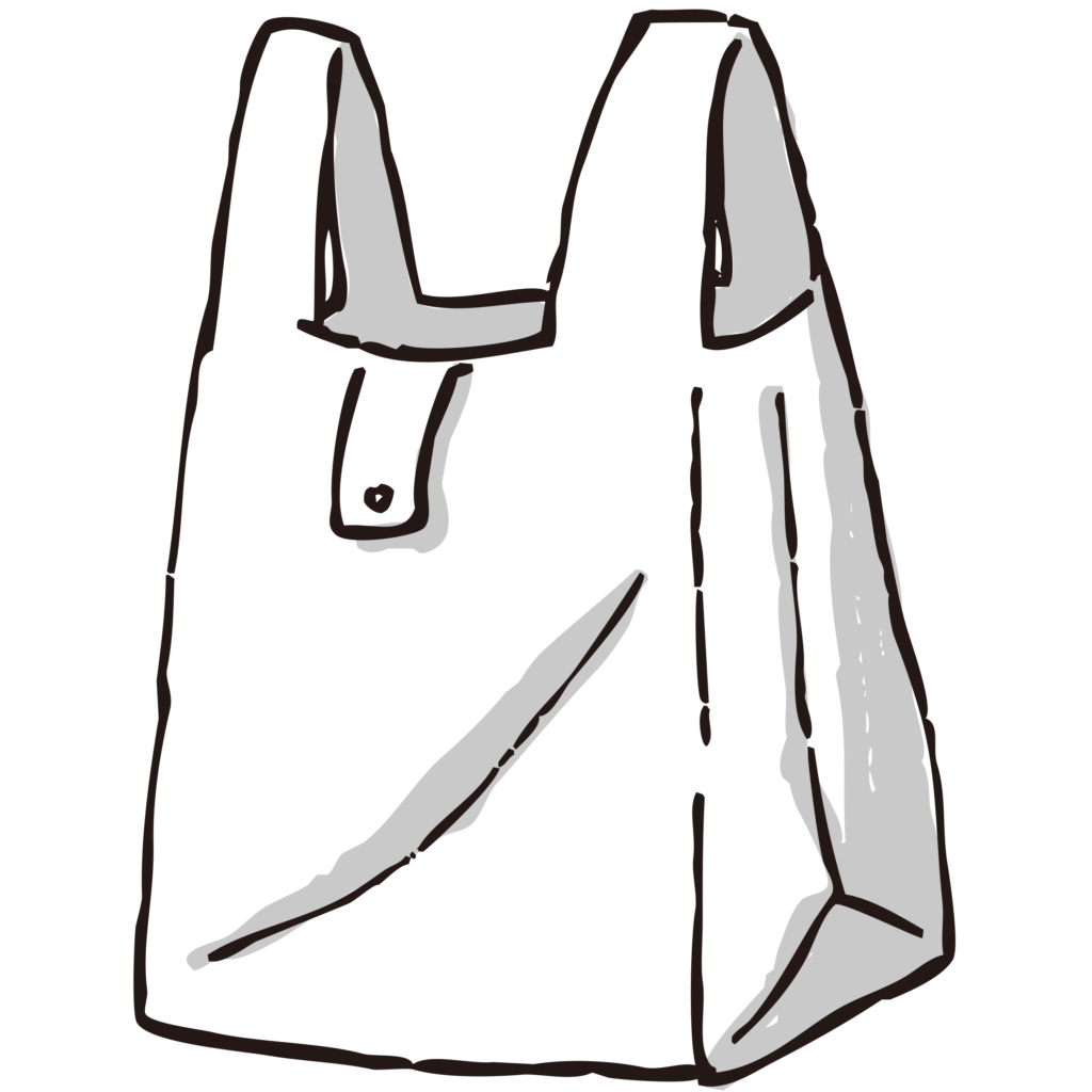 手書きのレジ袋のイラストです。