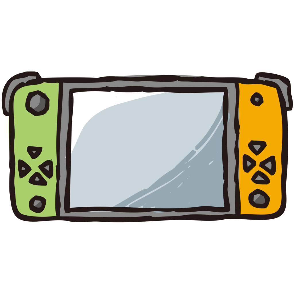 携帯用ゲーム機の手書きのイラス