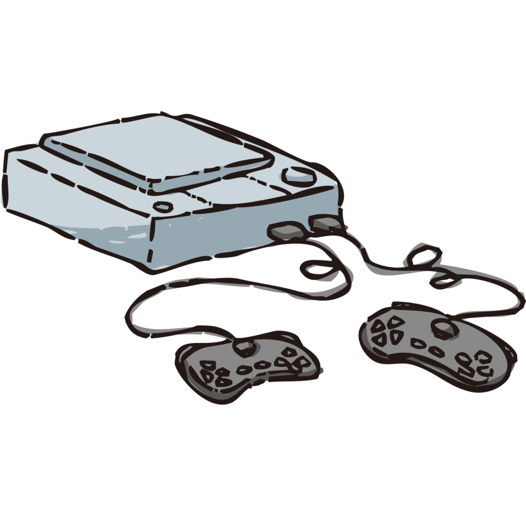 手書きのレトロなゲーム機のイラ
