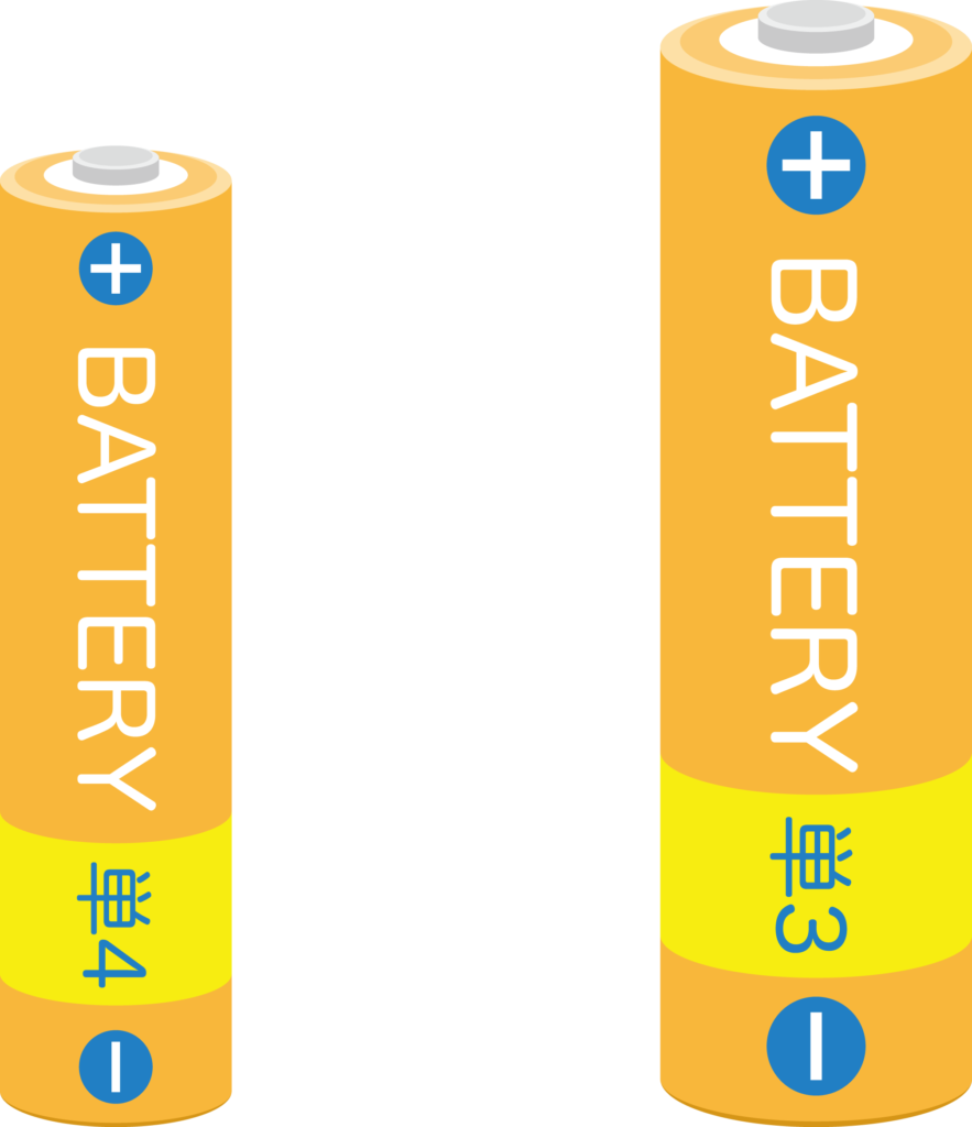単三と単四の電池のイラストです