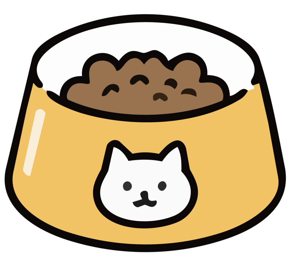 お椀に盛られた、美味しそうな猫