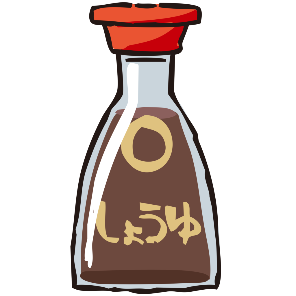 しょう油の小瓶のイラストです。