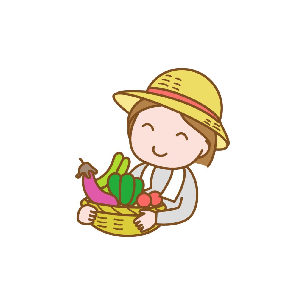 夏野菜の収穫をした農家の女性の