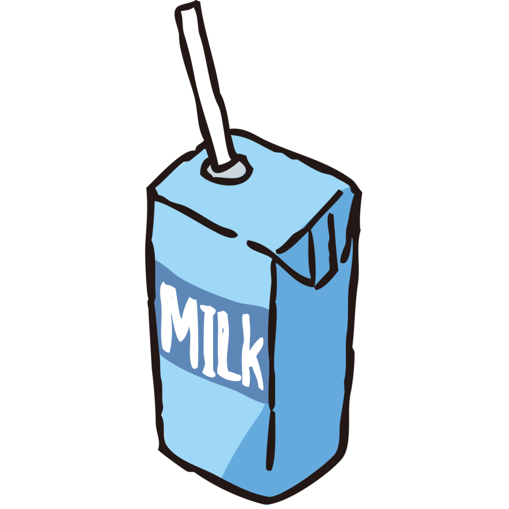 ミニパックの牛乳の手書きイラス