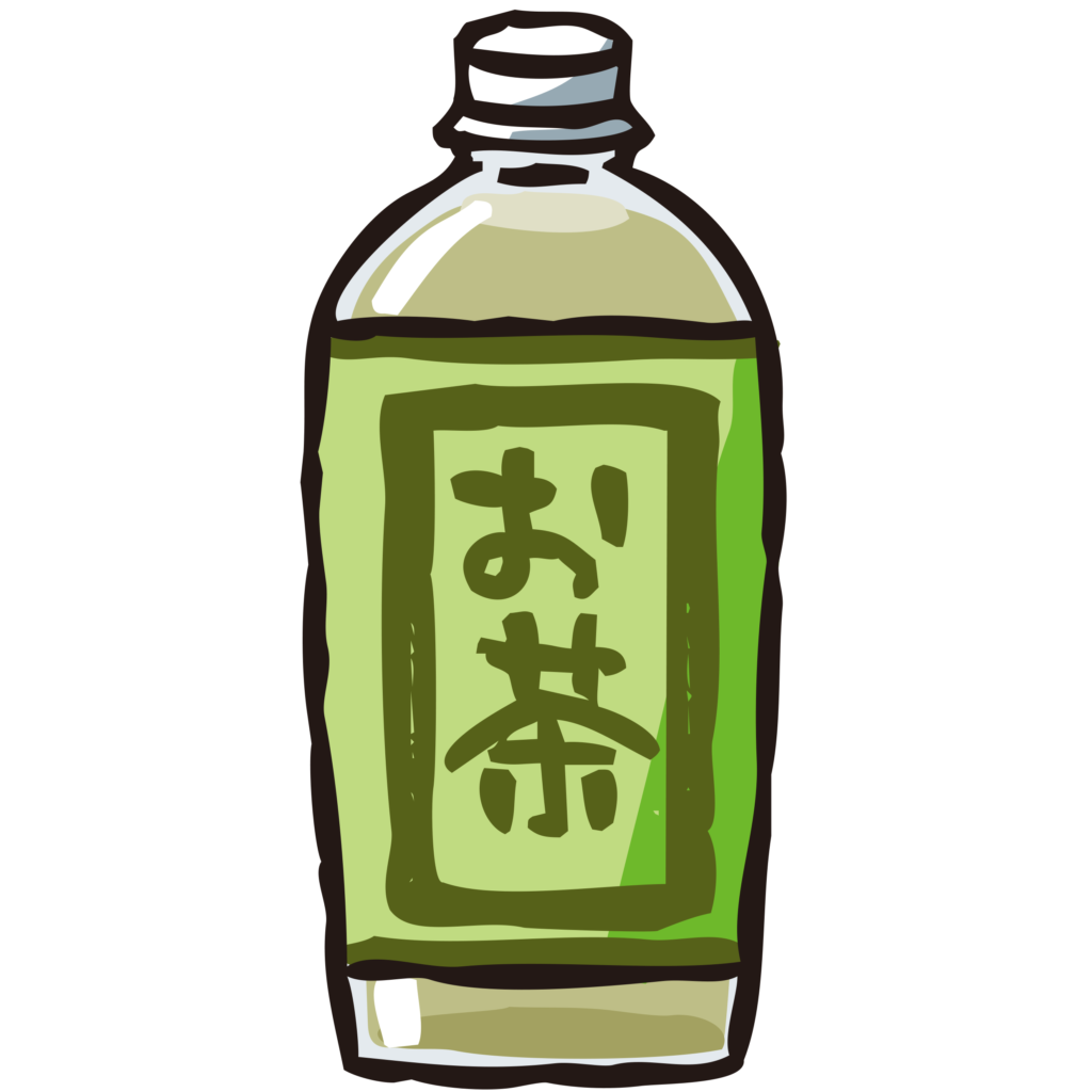 手書きのペットボトルのお茶のイ
