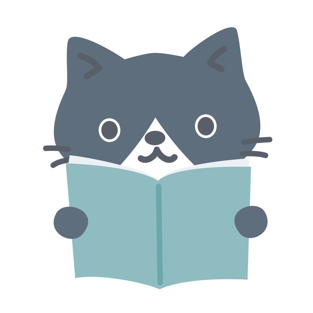 本を読んでるハチワレ猫のかわい