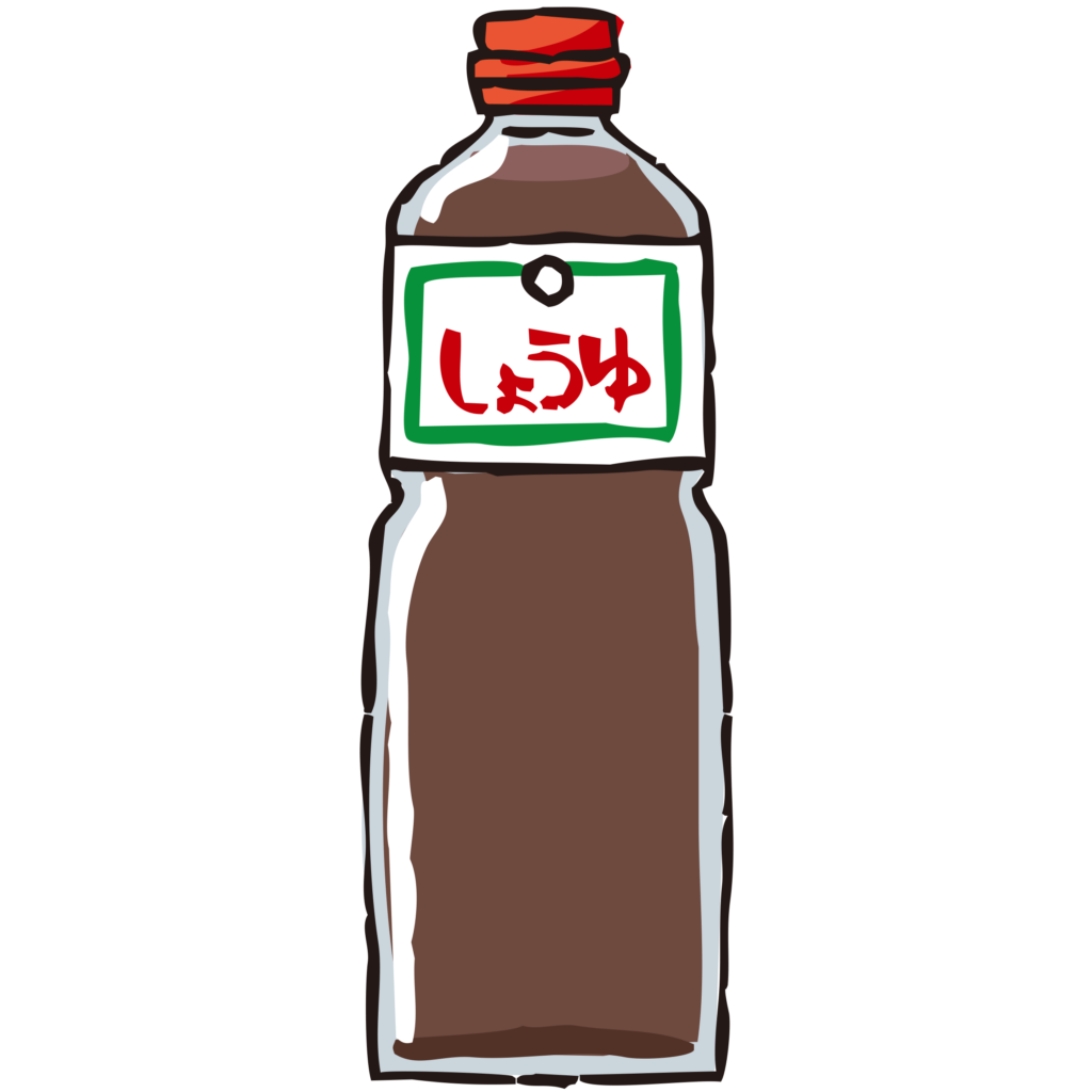 醤油のボトルの手書きイラストで