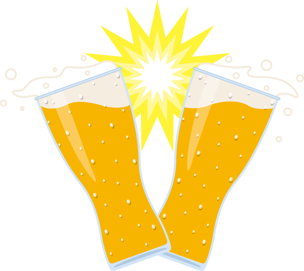 グラスビールで乾杯！のイラスト