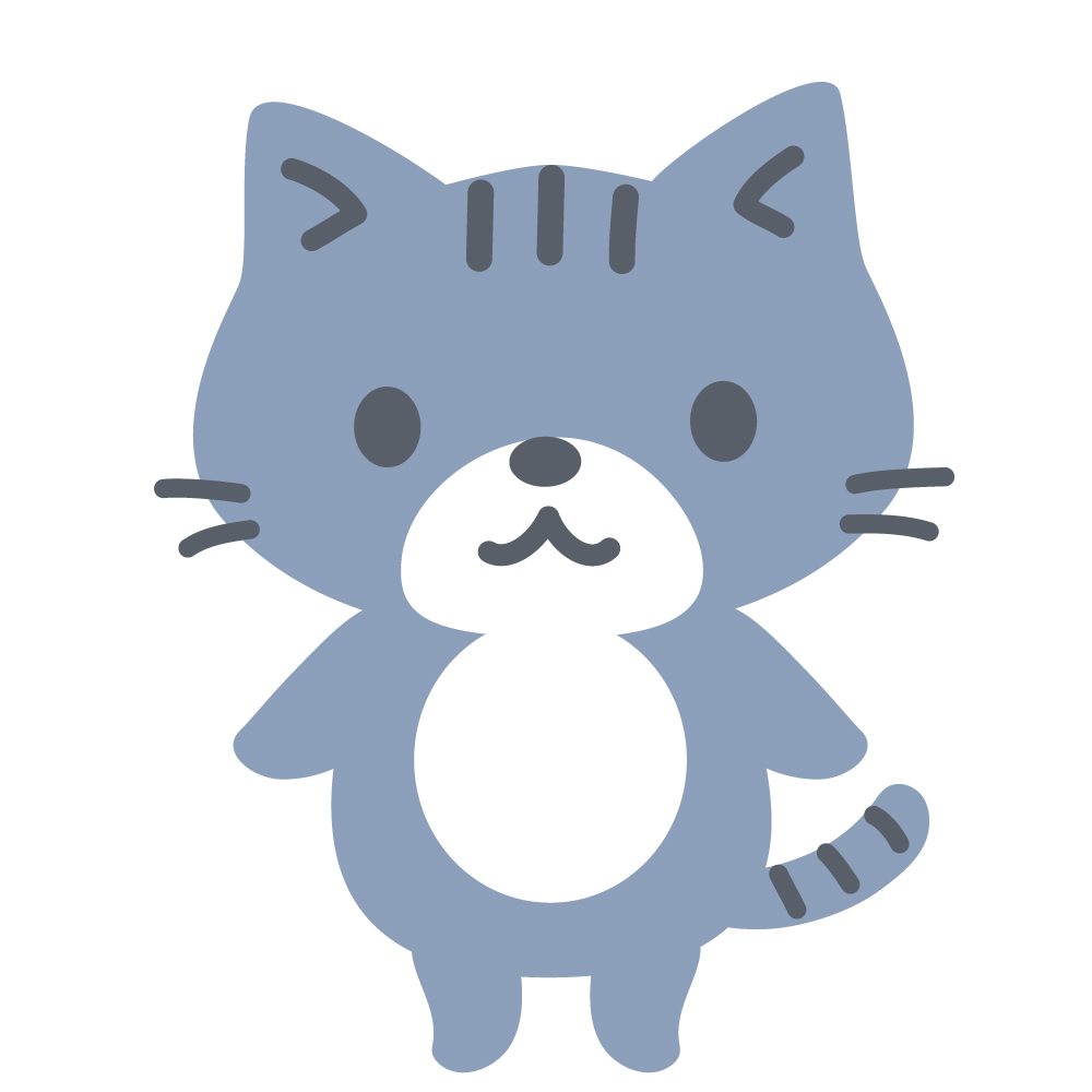 ちょこんと立ってる灰色ねこのか