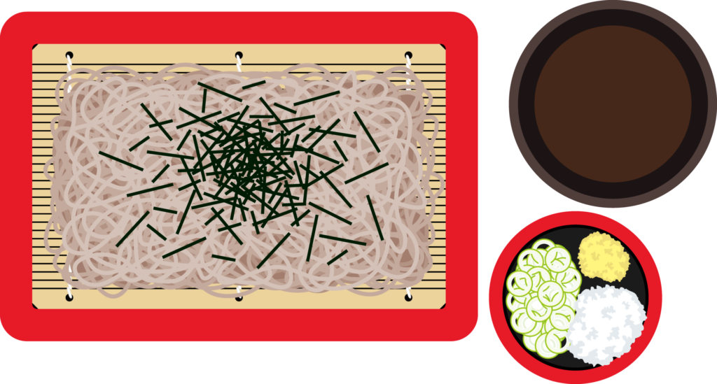 上から見たざる蕎麦・もり蕎麦の