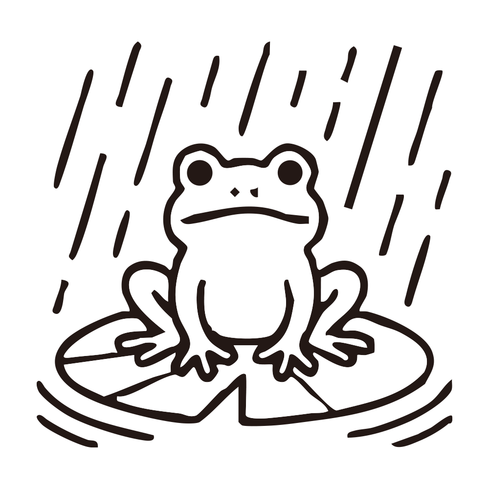 蓮の葉の上に乗って雨を楽しんで