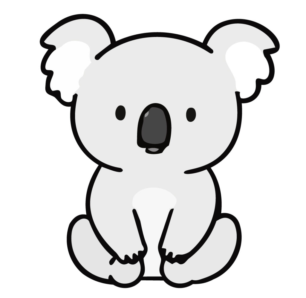正面を向いた、かわいいコアラを
