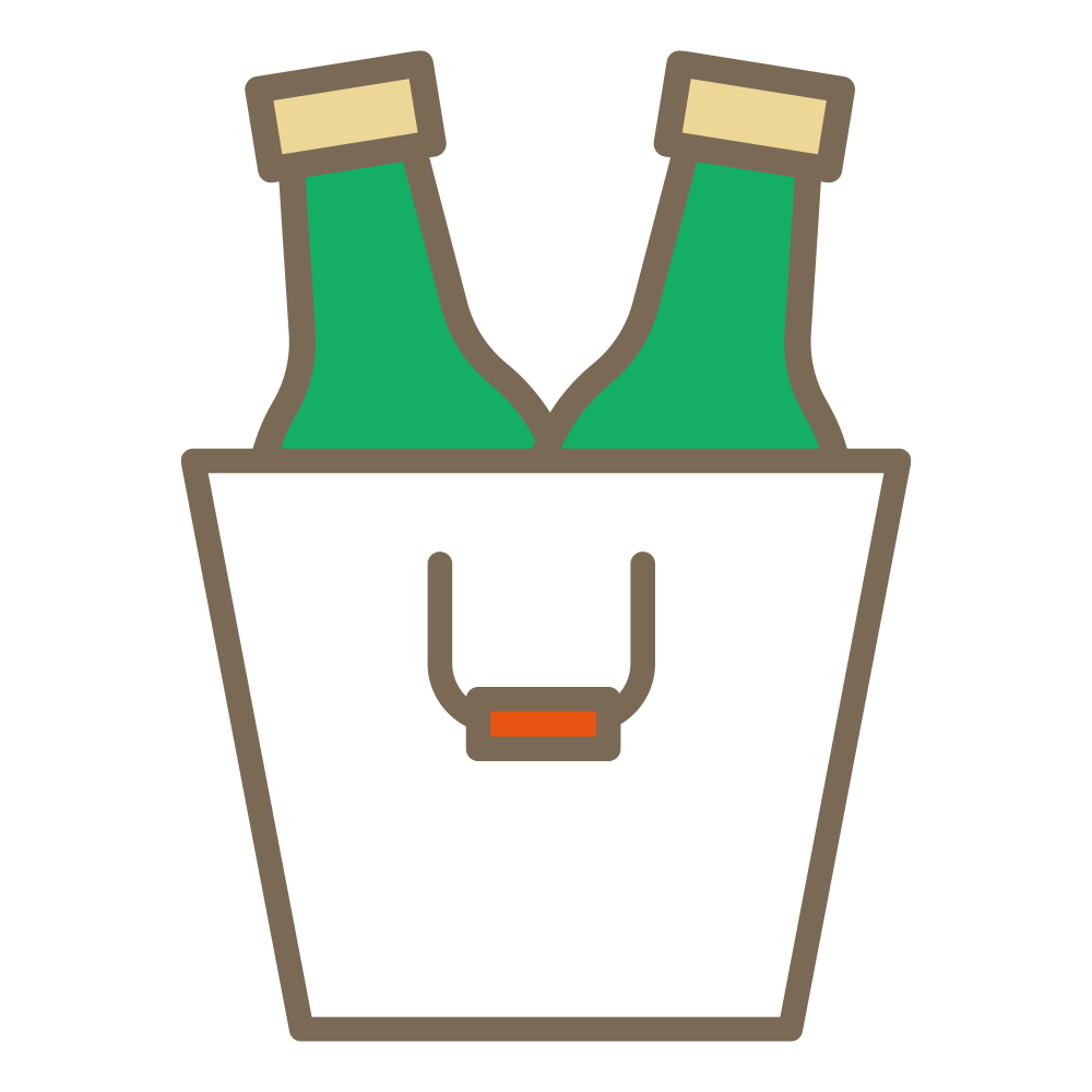 氷バケツ（クーラー）で冷やされ