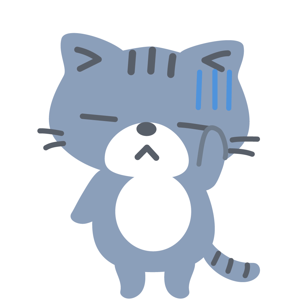 しんどそうな表情の灰色ねこのか