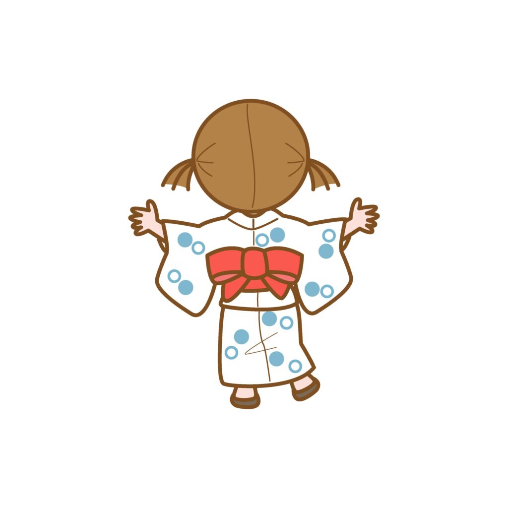浴衣姿のかわいい女の子の後ろ姿