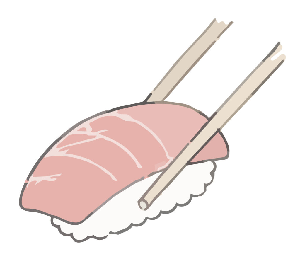 お箸で持ち上げた、かわいいまぐ