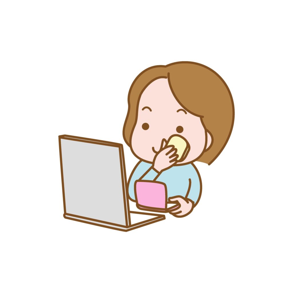 メイクをするシニア女性のイラス