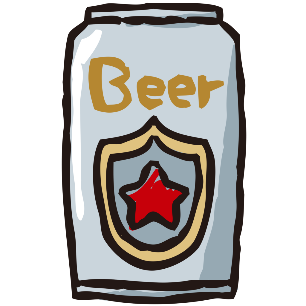 手書きの缶ビールのイラストです