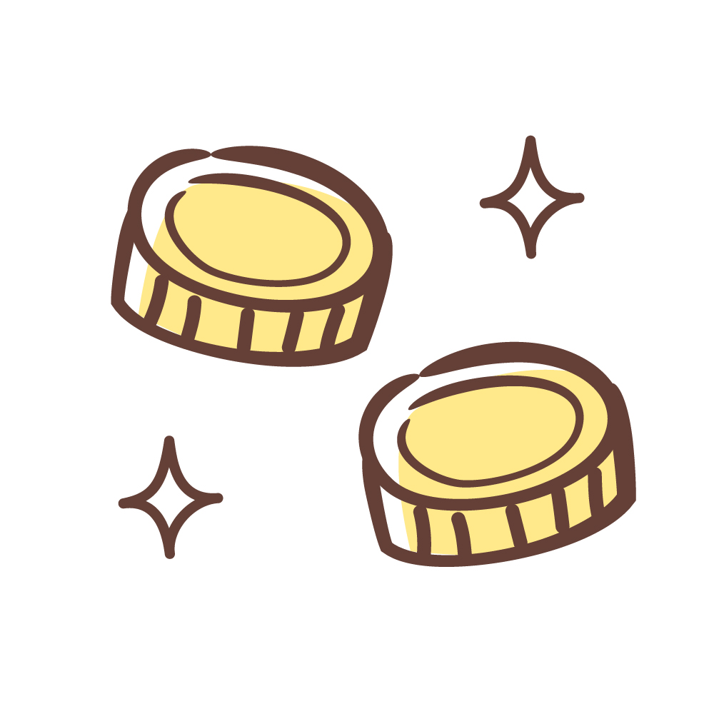 ピカピカのコインのイラスト素材