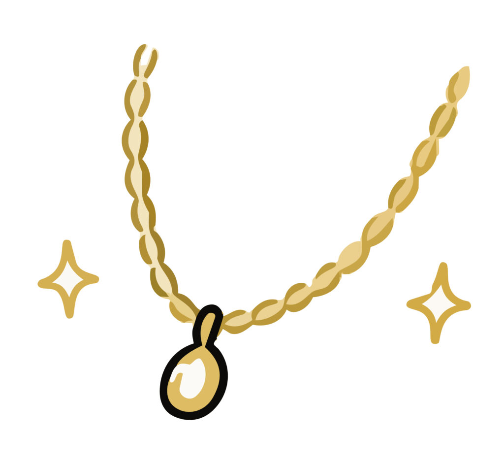 金のネックレスのアイコンを描き