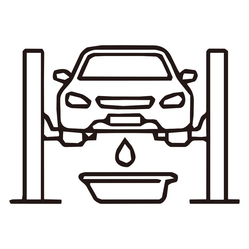リフトで持ち上げた車の下からオ