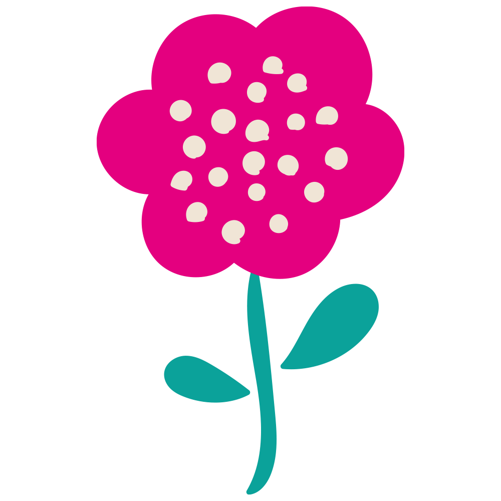 ビビッドピンクの花びらにドット