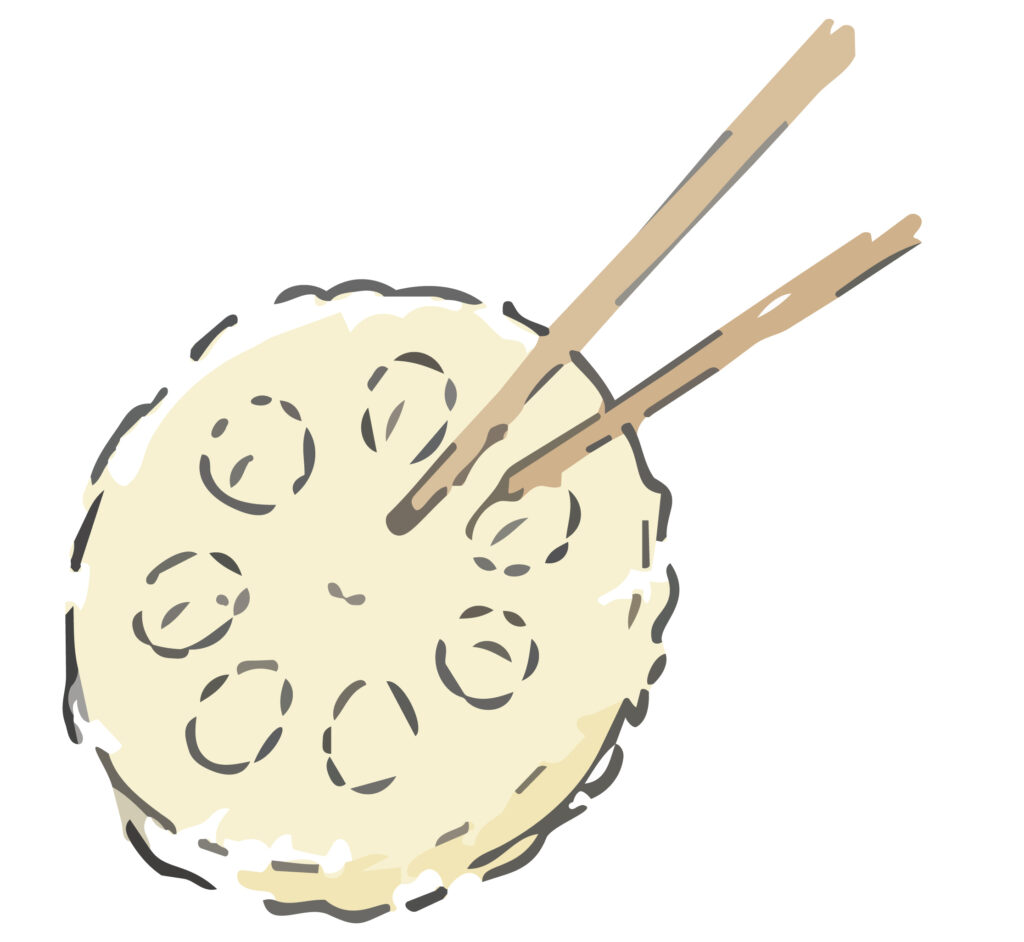 ラフ画タッチで、サクッと揚がっ