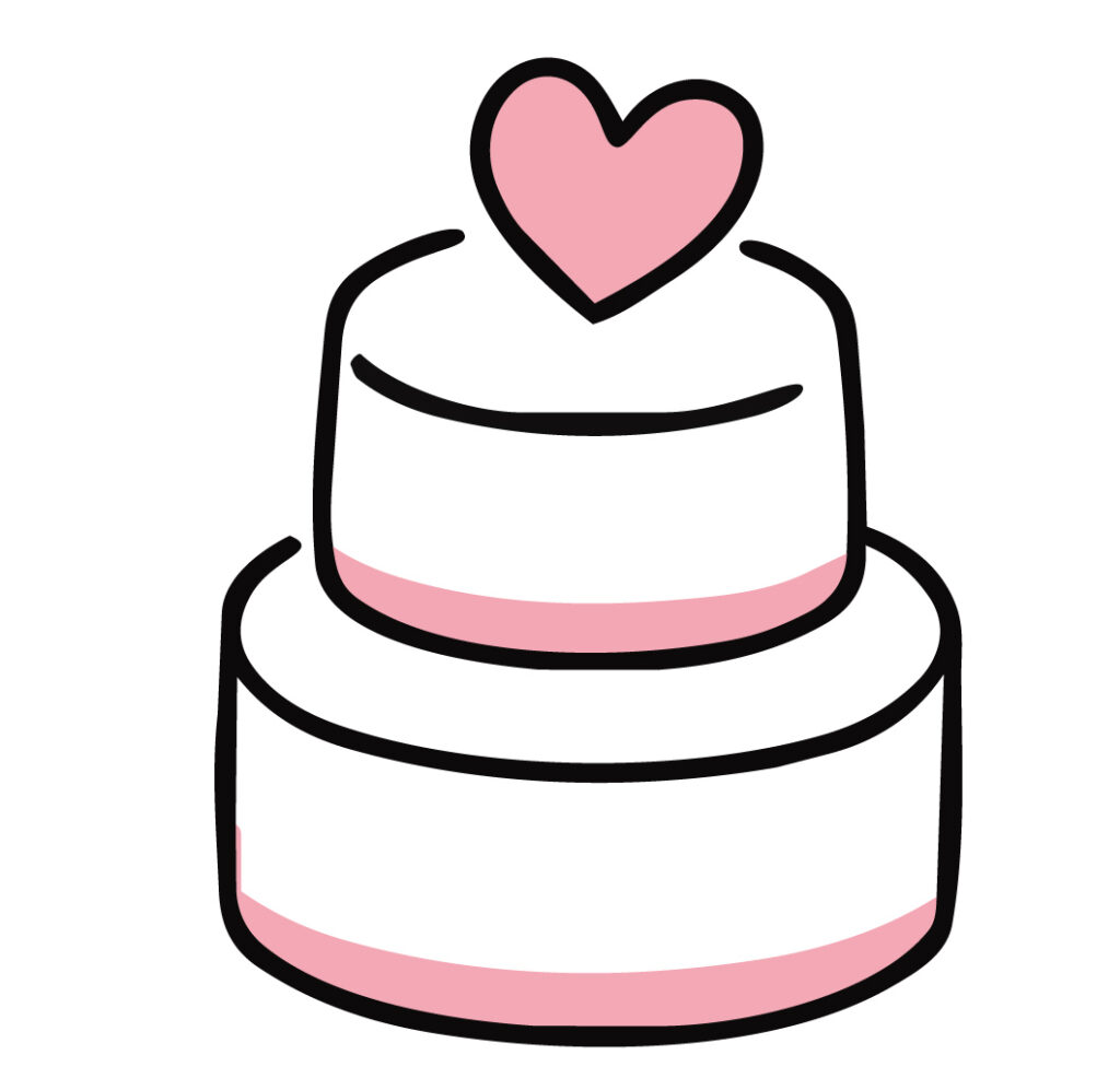 華やかな二段ケーキを描きました