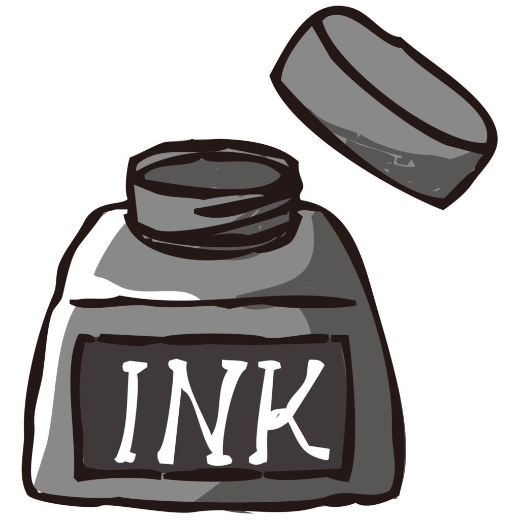 インク瓶の手書きのイラストです