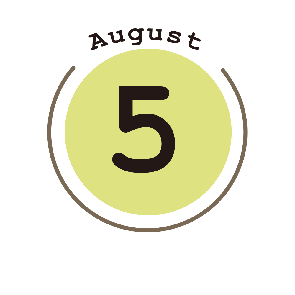 黄色い円の中に「August 