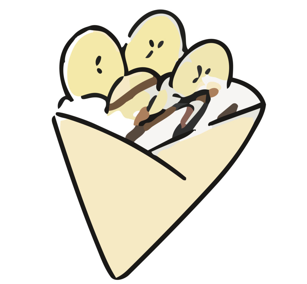 バナナとクリームをたっぷり包ん