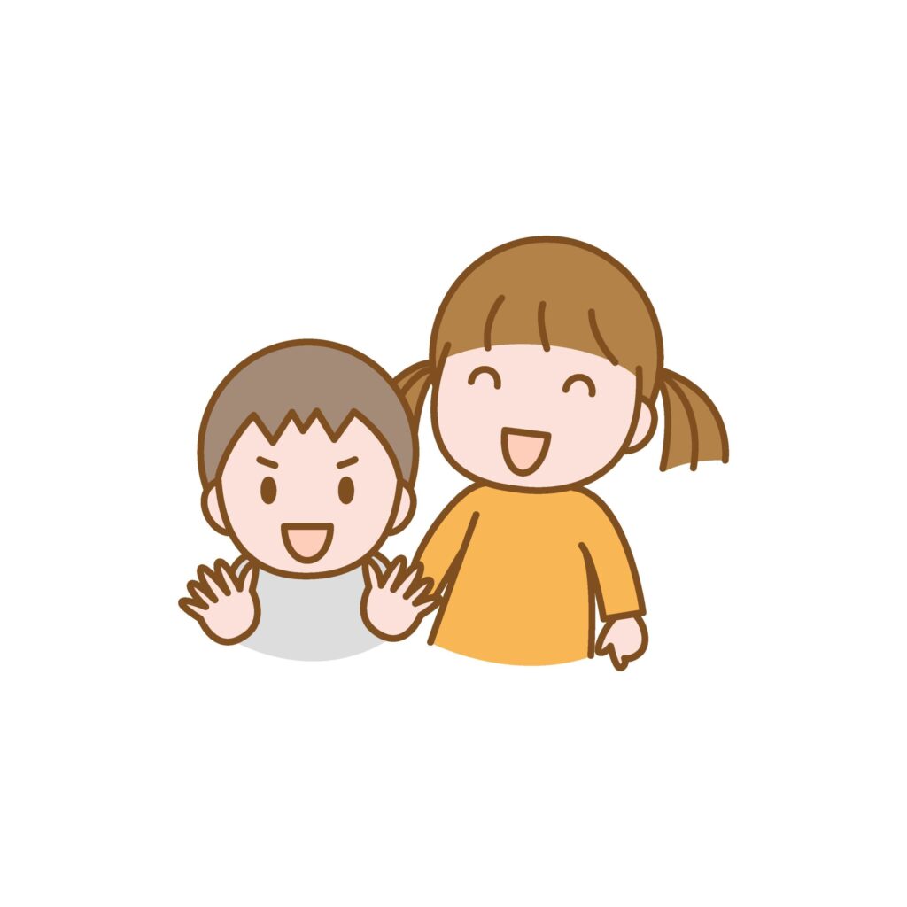 かわいい姉弟のイラストです。 