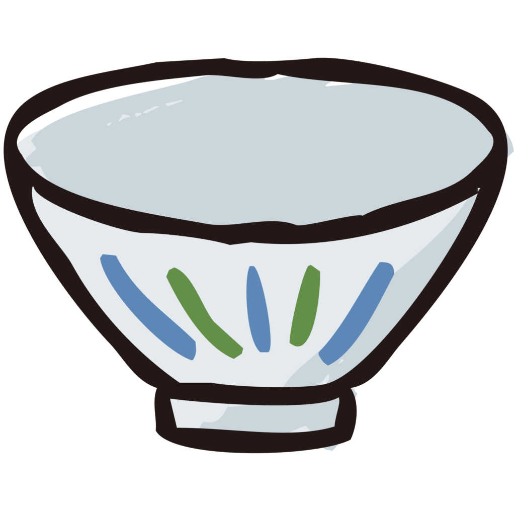 十草模様のご飯茶碗の手書きイラ