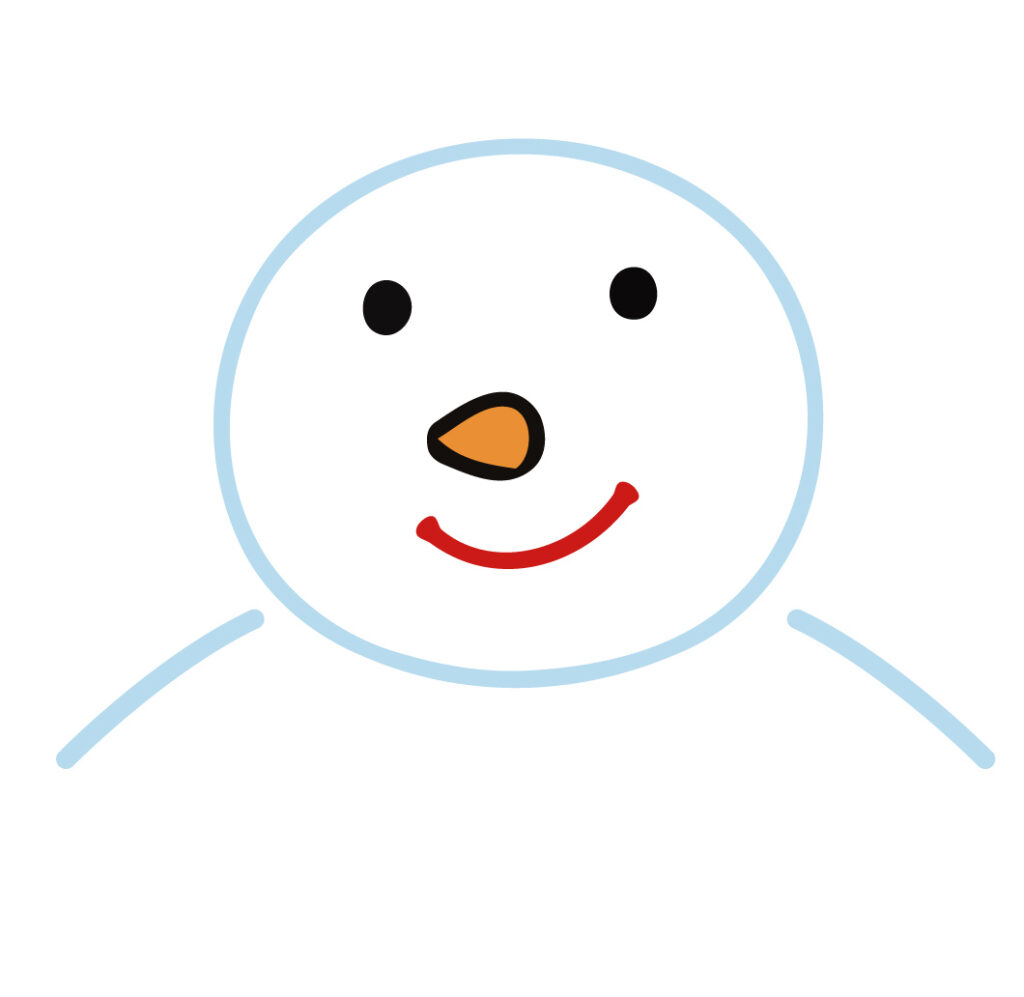 雪だるまの顔を描きました。にっ