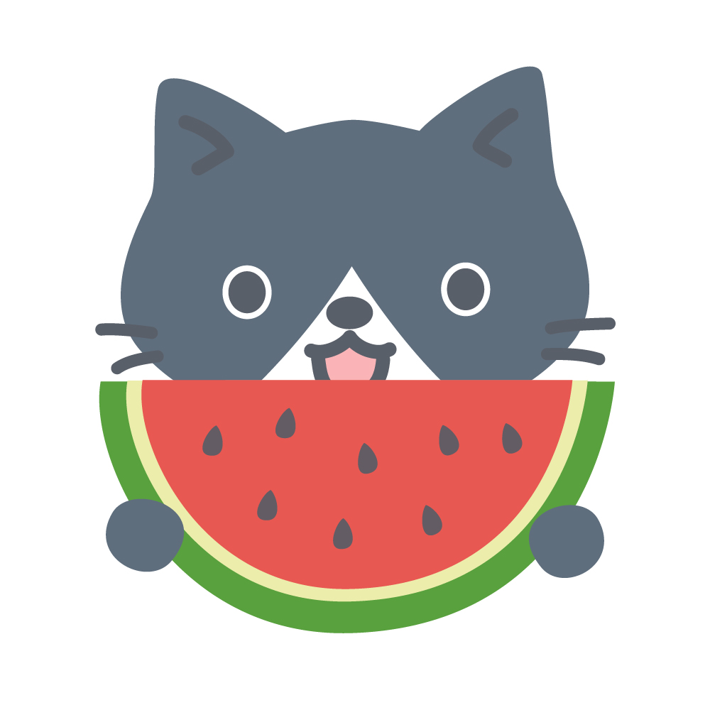 スイカを持ったハチワレねこのか