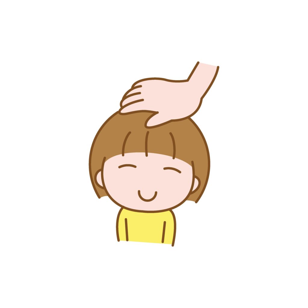 子どもをほめている手元にスポッ