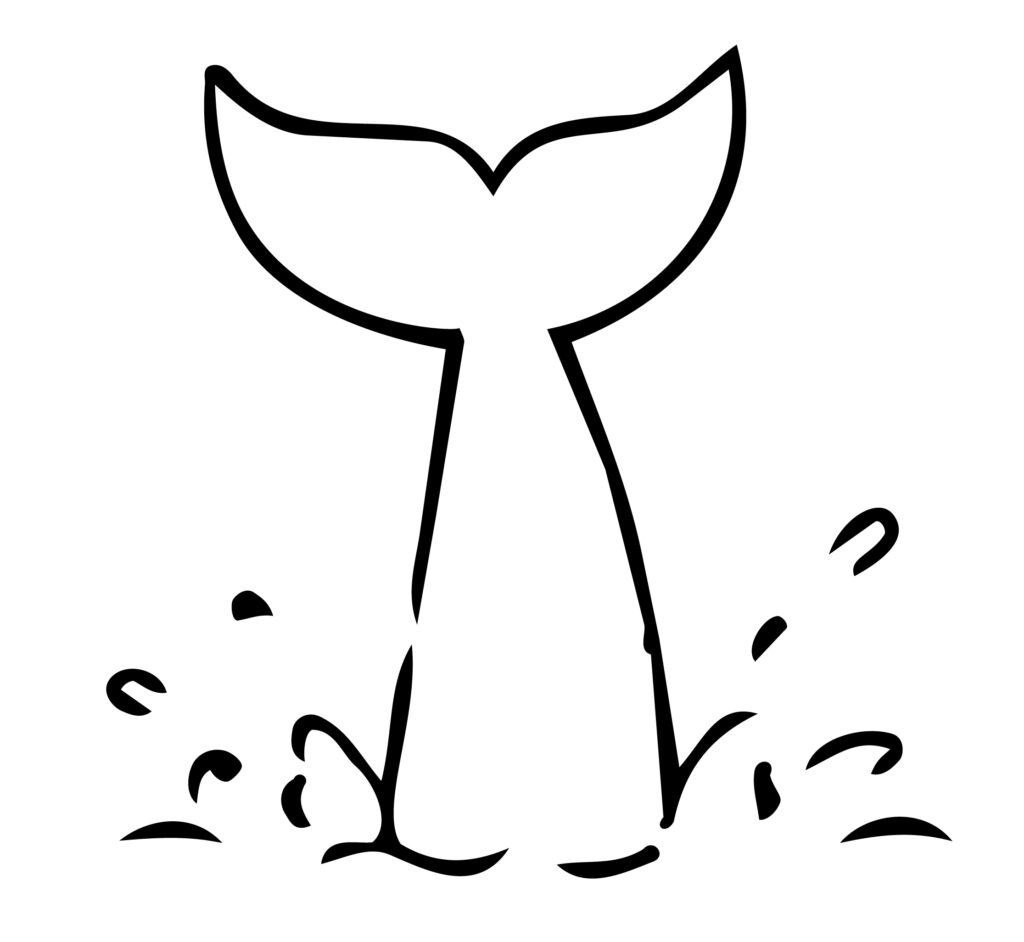 イルカのおひれを線画で、シンプ