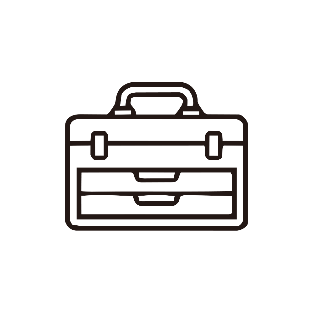 引き出し付きの大きな工具箱（ツ