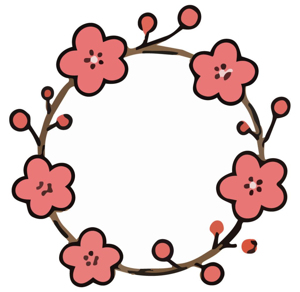 梅の花をあしらった、かわいいリ