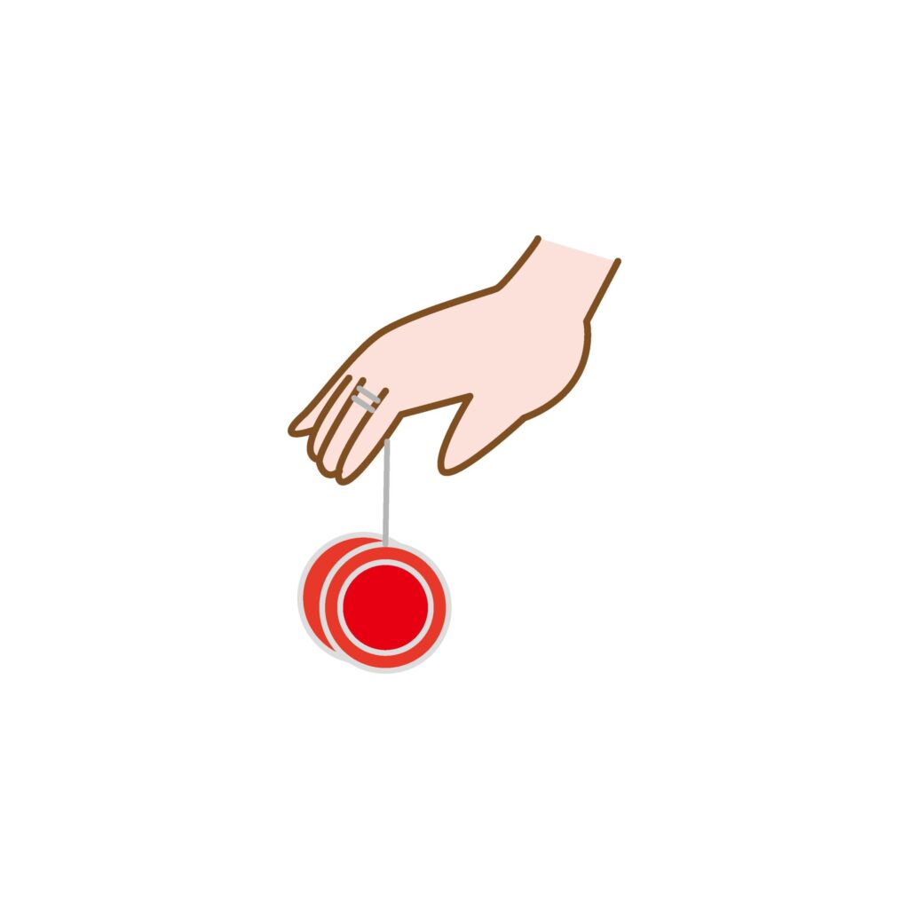 ヨーヨーで遊ぶ手元のイラストで